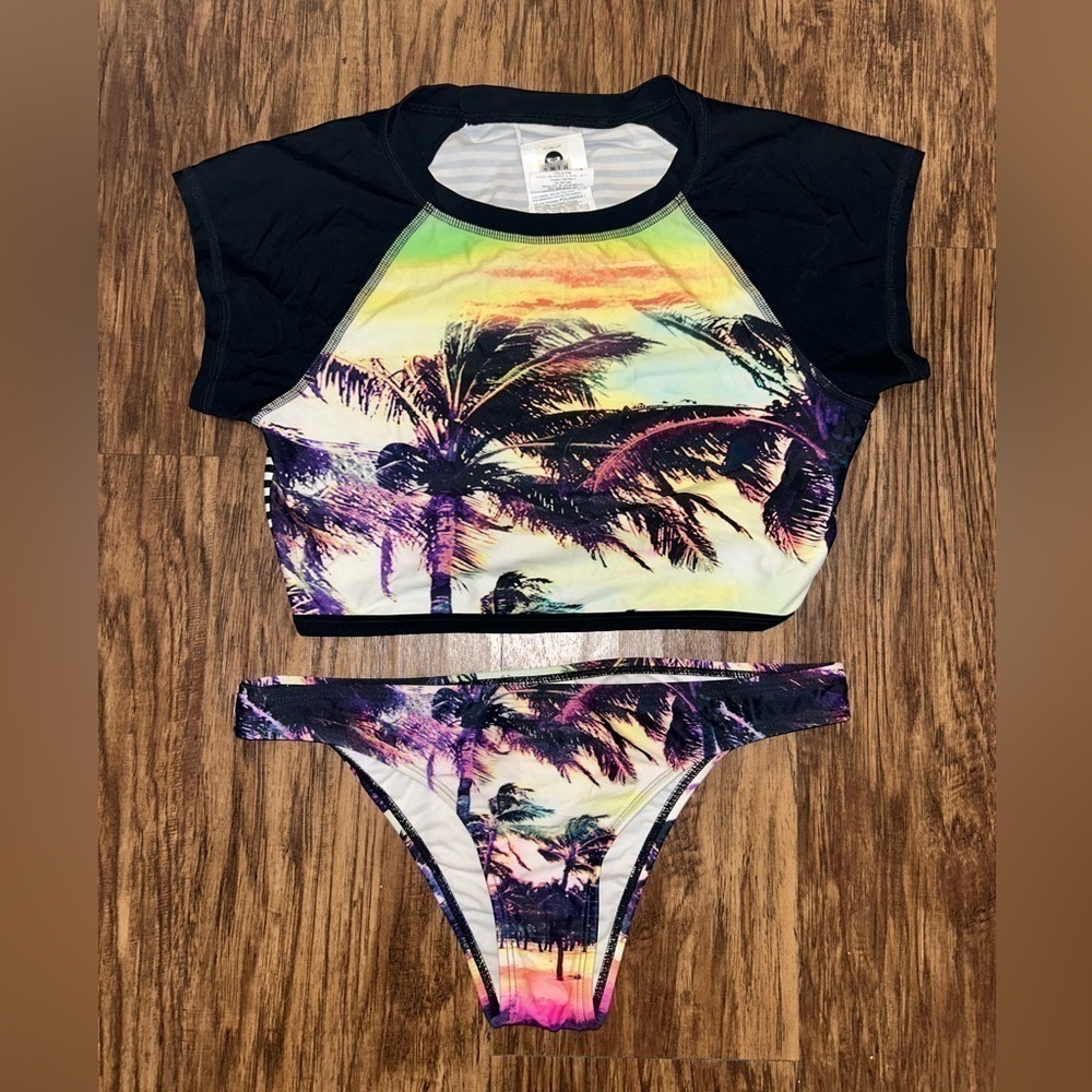 Roxy Tropical Palm Print Bikini Set
